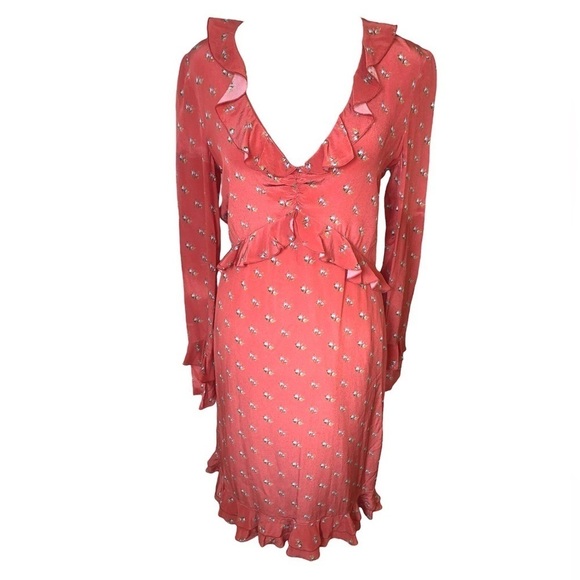 Philosophy Di Lorenzo Serafini Silk Red Floral Dress Size 4 - Picture 1 of 14